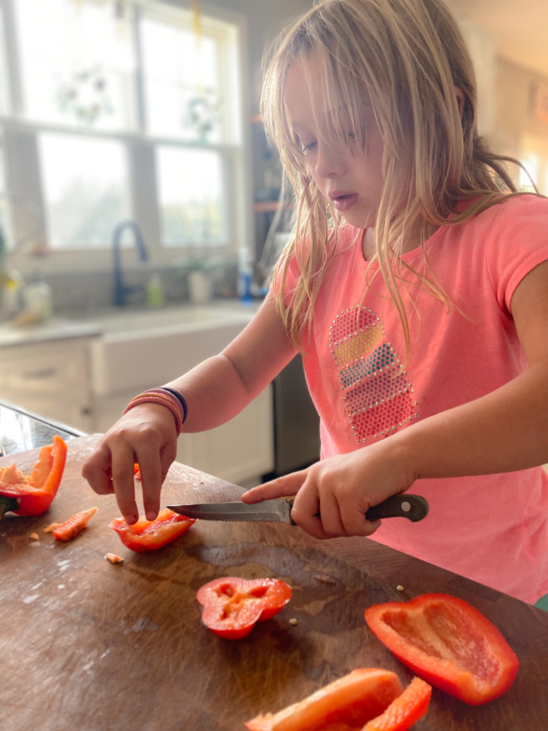 Chopping peppers